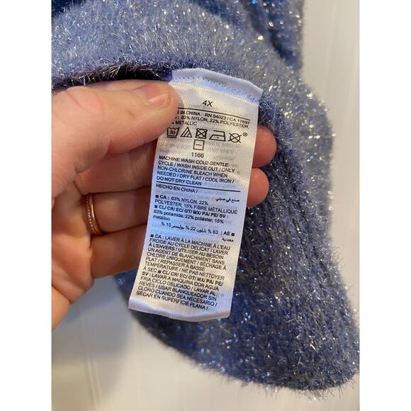 OLD NAVY SWEATER WOMEN'S SZ 4XL EYELASH SHINE ROUND NECK LONG SLEEVE PERIWINKLE - Picture 5 of 6